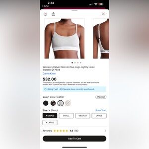 Calvin Klein Gray Heather Bralette